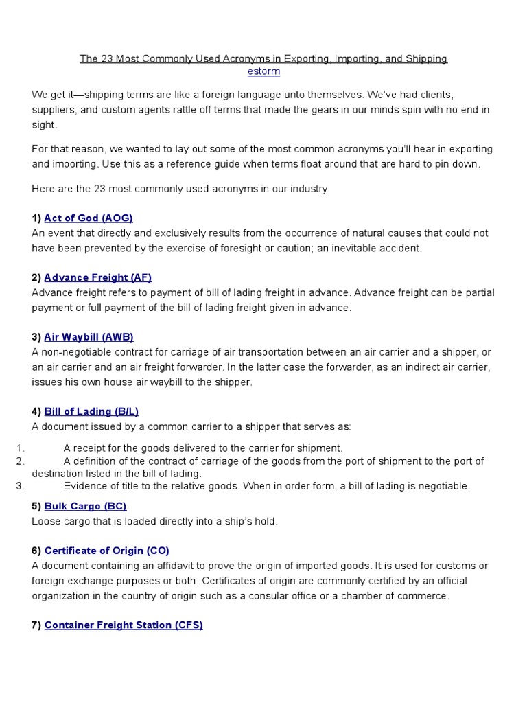 The 23 Most Commonly Used Acronyms in Exporting Global Business