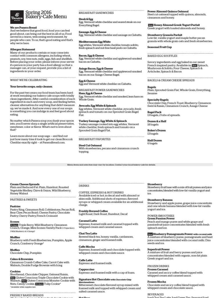 Panera Menu | PDF | Salad | Drink