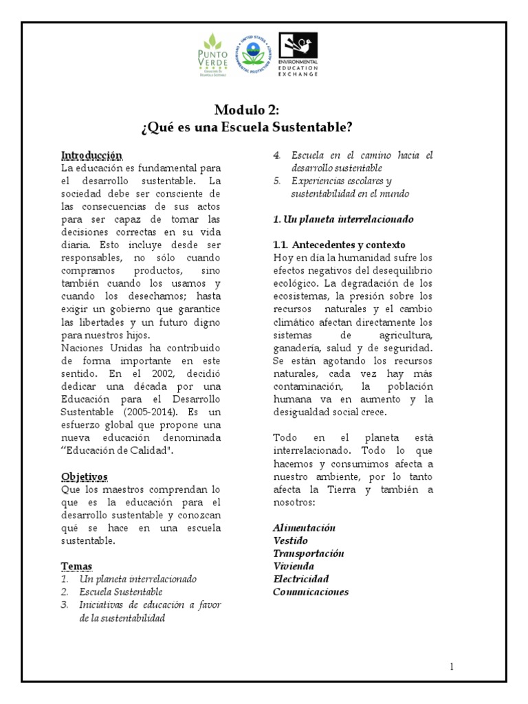 Qué Es Una Escuela Sustentable | PDF | Sustentabilidad | Desarrollo ...