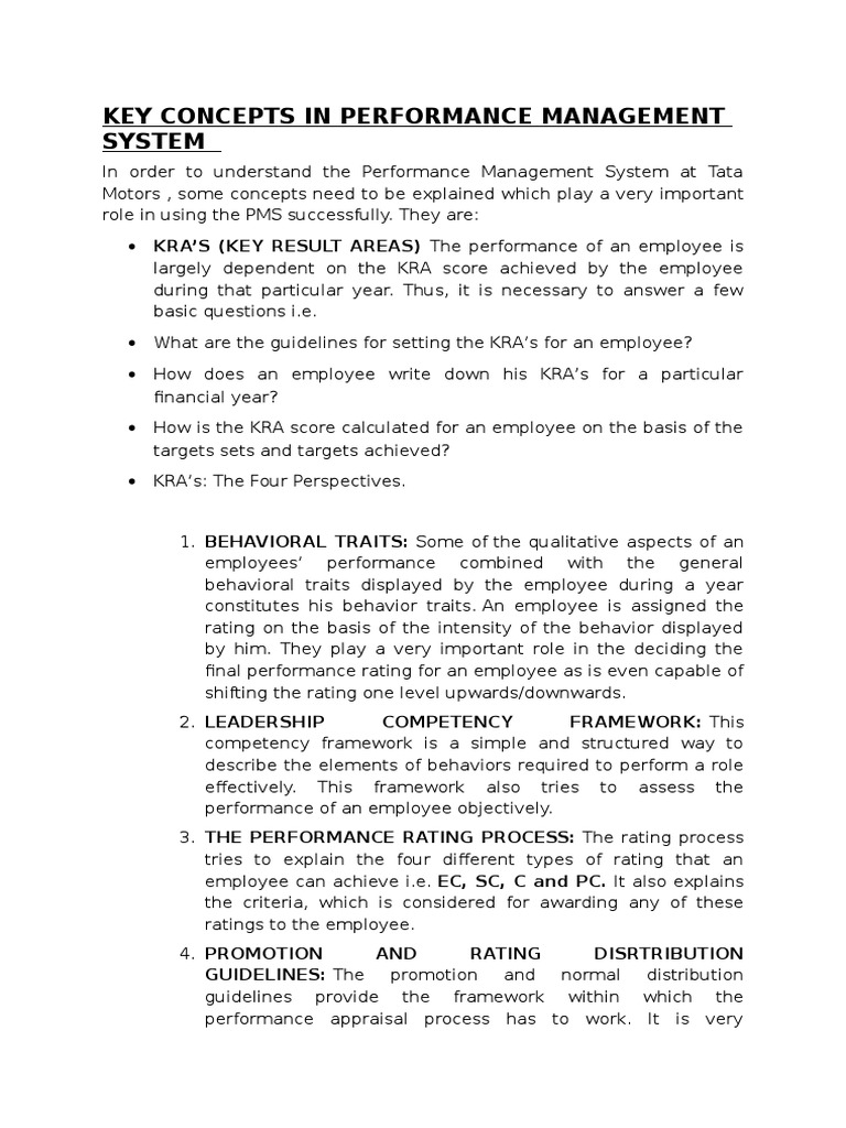 Key Concepts in Performance Management System | PDF | Performance ...