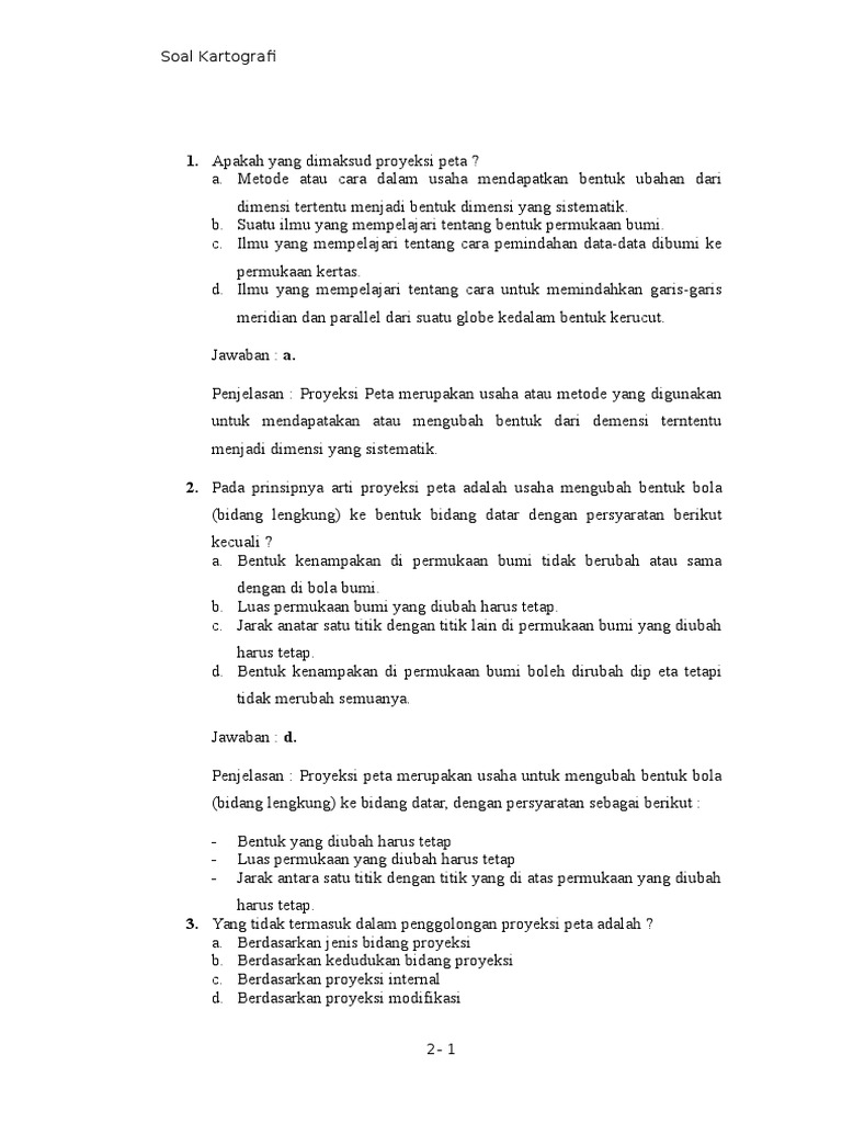 Soal Kartografi