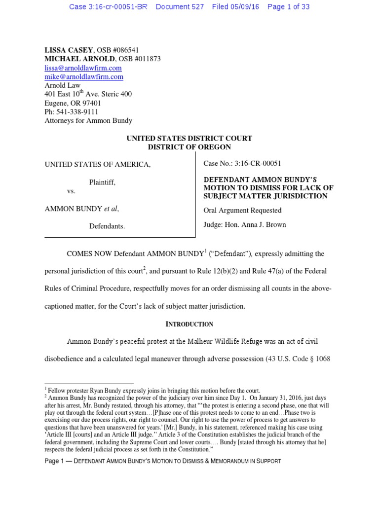 05-09-2016-ecf-527-usa-v-ammon-bundy-et-al-motion-to-dismiss-for-lack
