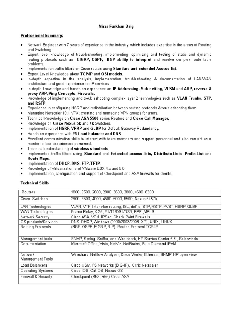 Updated Networking Resume Computer Network Virtual Private Network