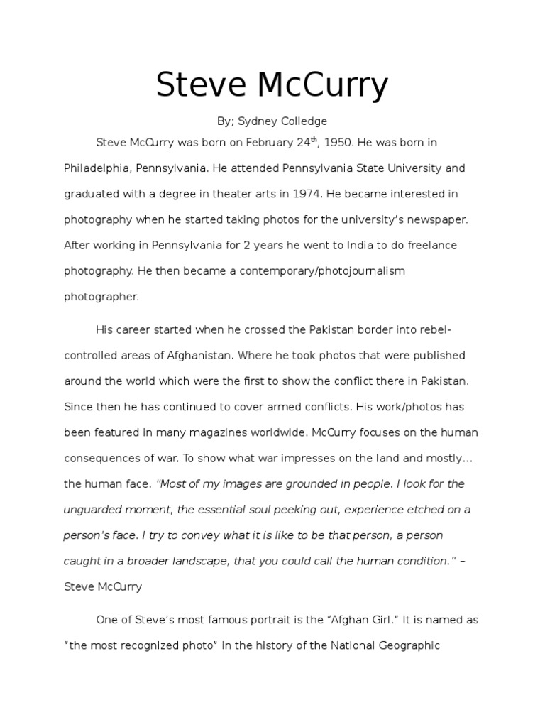 Steve Mccurry | PDF | Politics | Art
