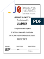 Cohort Certificate