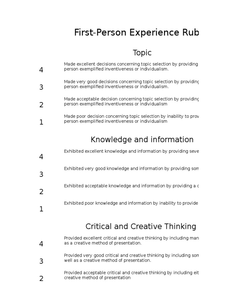Rubric | PDF | Cognition | Psychological Concepts