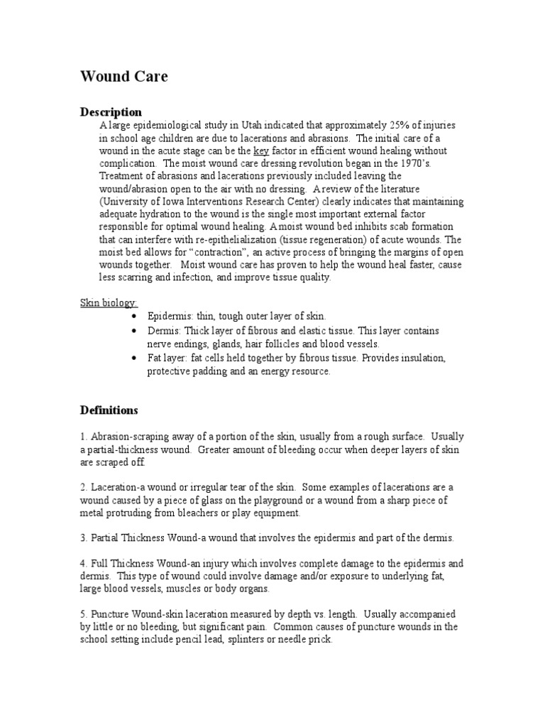 Abrasion and Laceration Wound Care Wound Wound Healing
