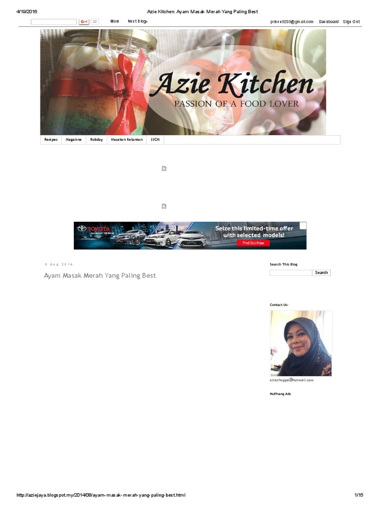 Azie Kitchen_ Ayam Masak Merah Yang Paling Best