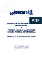 Convocatoria del Tercer Congreso Boliviano de Derecho Constitucional - Cochabamba 2016
