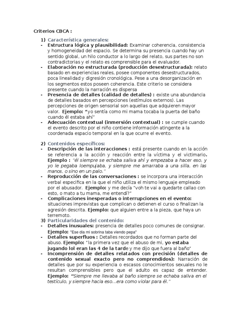 Criterios CBCA para Evaluación de Testimonios | PDF | Testimonio ...