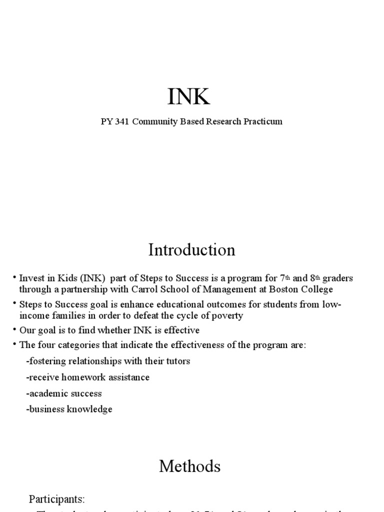 Evaluating INK Program Effectiveness | PDF