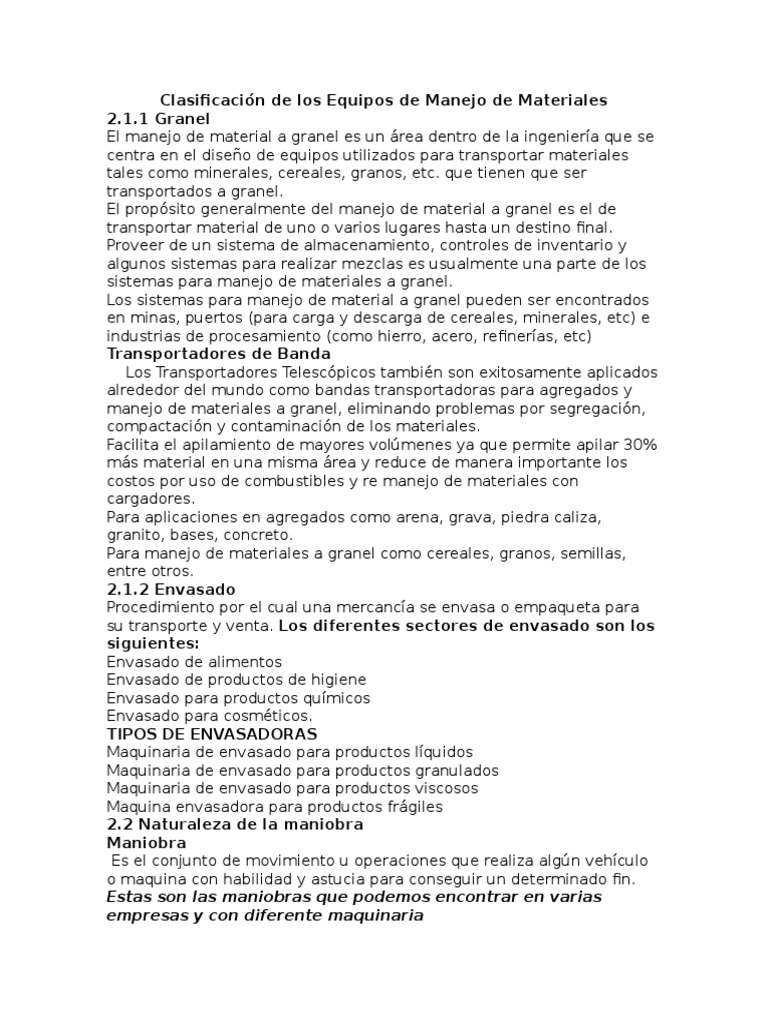 Equipos de Manejo de Materiales | PDF | Grúa (máquina) | Transporte