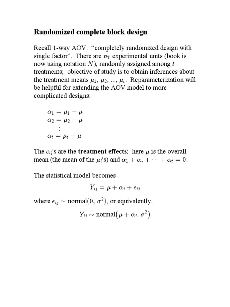 Randomized Complete Block Design: Treatment Effects | Download Free PDF ...