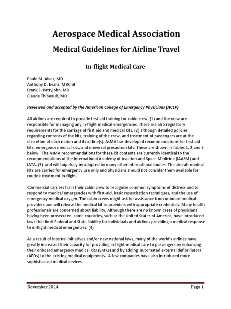 air travel medical guidelines