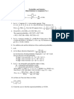 Probability and Statistics Hints/Solutions To Assignment No. 1