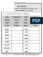 Synonyms Worksheet - Find Synonyms for Words