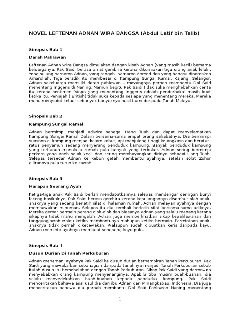 Novel Leftenan Adnan Wira Bangsa Pdf