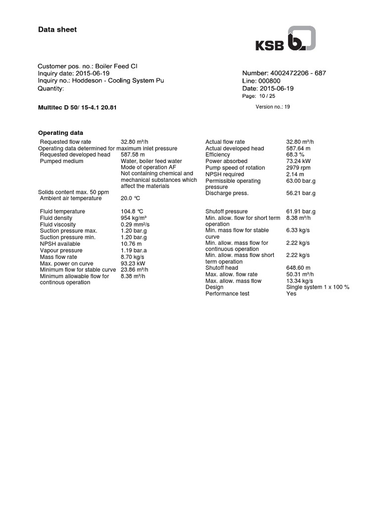 Boiler Feed Water Pump PDF Pump Fluid Dynamics
