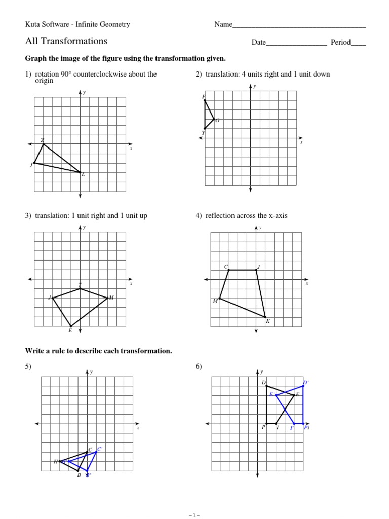 5-All  Transformations  PDF  Cartesian Coordinate System With Regard To  Geometry Transformations Worksheet Pdf
