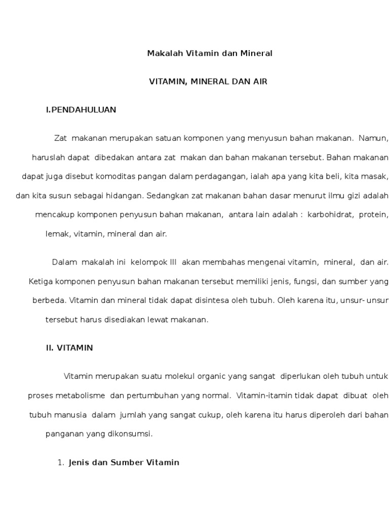 Makalah Vitamin Dan Mineral