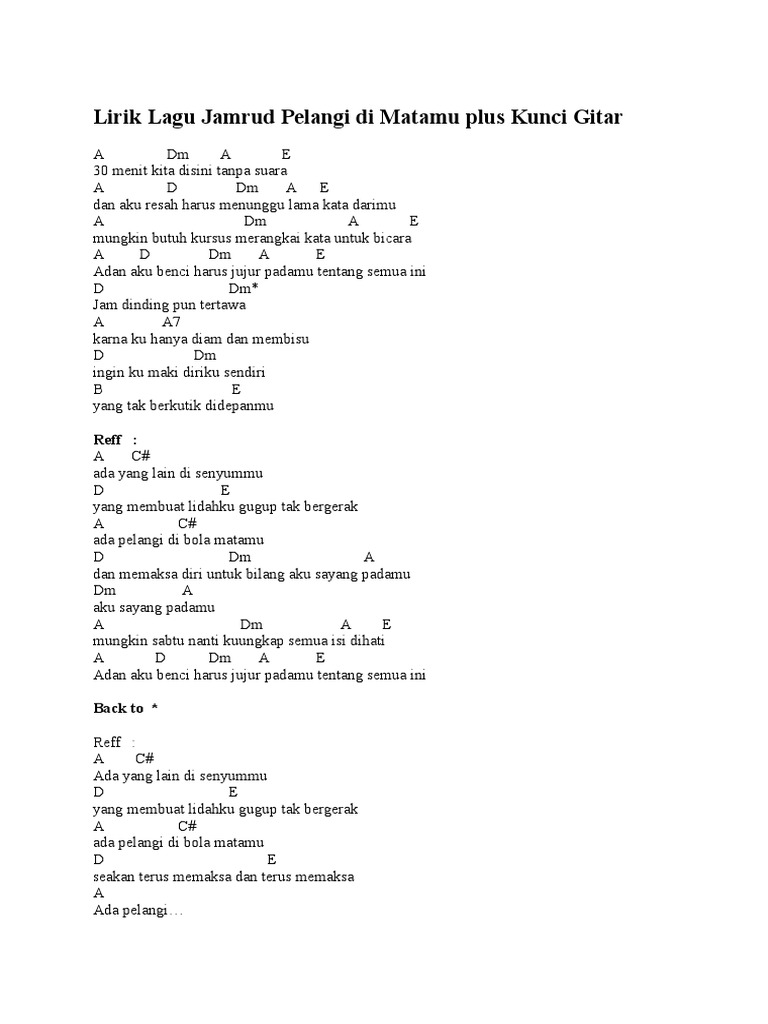 Lirik Lagu Jamrud Pelangi Di Matamu Plus Kunci Gitar Pdf