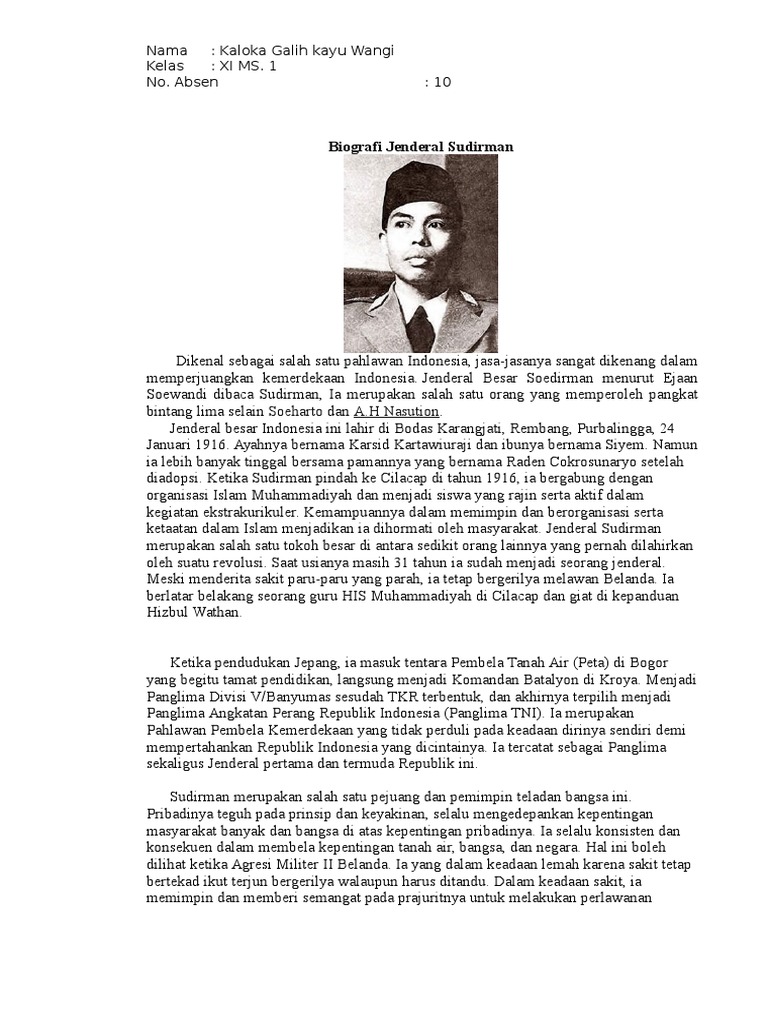 Contoh teks cerita sejarah jenderal soedirman