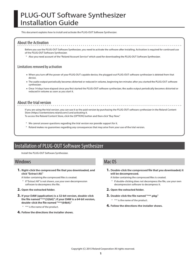 PLUG-OUT Synth InstallGuide E PDF | PDF