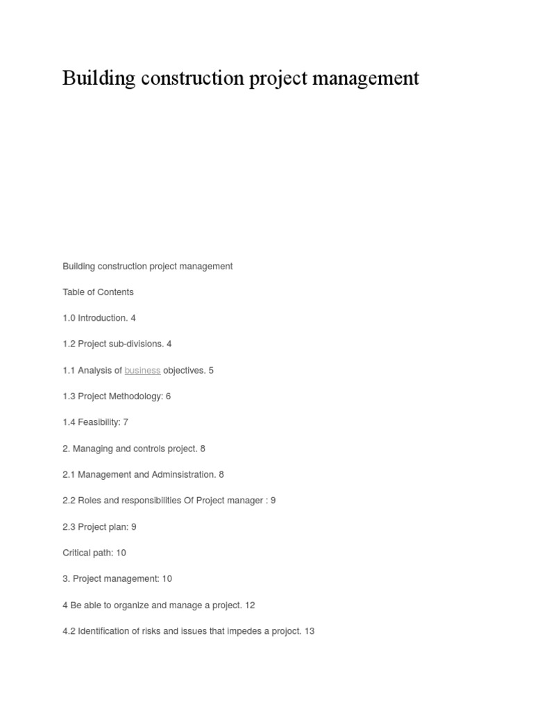 Building Project Management Overview | PDF | Project Management | Risk ...