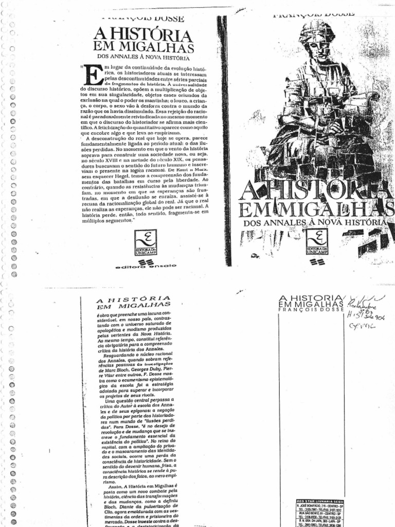 DOSSE François História em Migalhas Dos Annales A Nova  