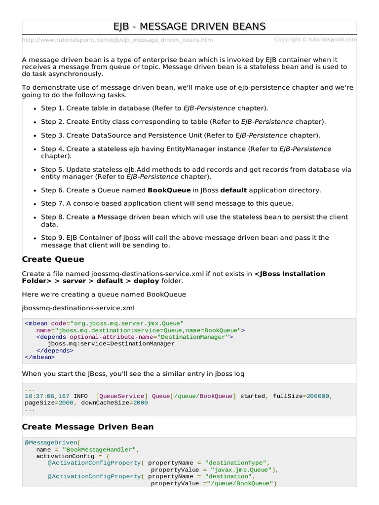 Ejb Message Driven Beans (1) Enterprise Java Beans Software