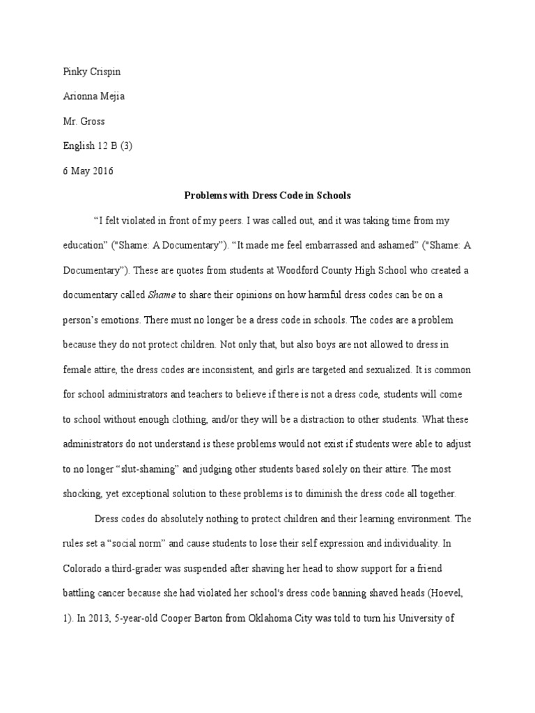 Dress Code Research Paper PDF Cross Dressing Clothing