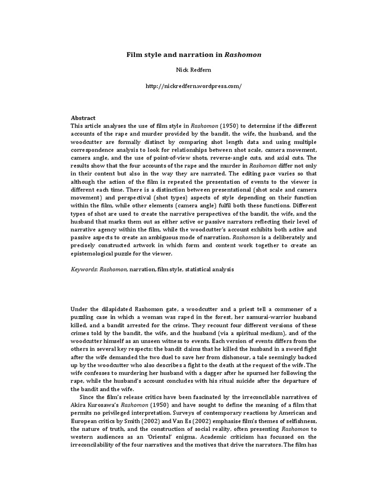 Rashomon analytical essay image