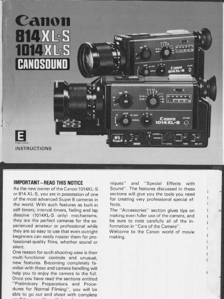 Canon 814 Xls Manual | PDF
