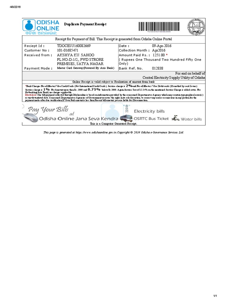 Electricity Bill Apr 2016 | PDF