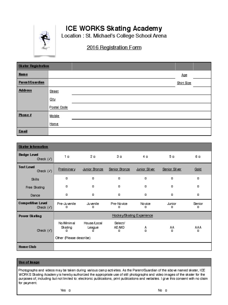 Ice Works 2016 Registration Form PDF Cheque Indemnity