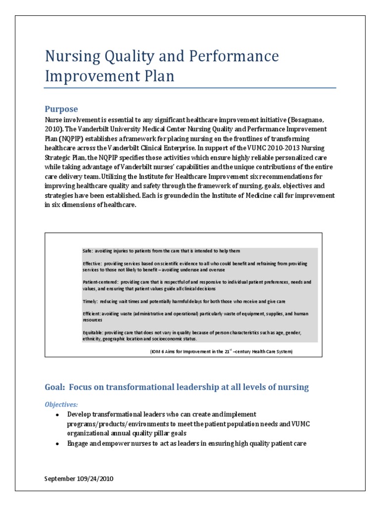 Nursing Quality Plan PDF | PDF | Patient Safety | Nursing