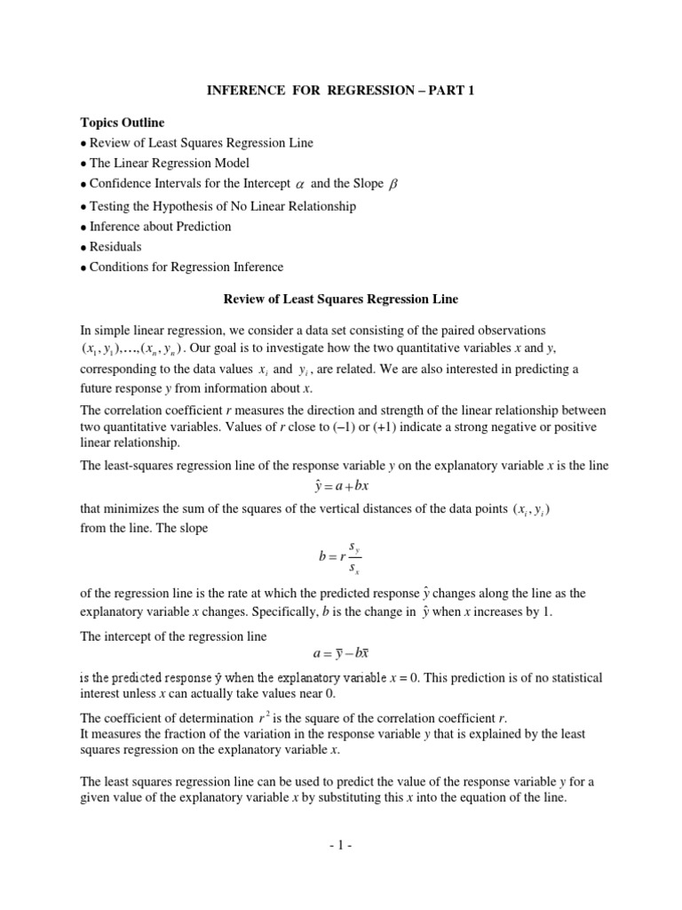 Conditions for Regression Inference | PDF | Regression Analysis ...