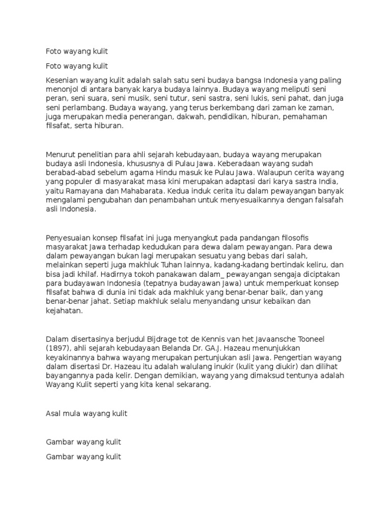 41 Contoh Naskah Wayang Kulit
