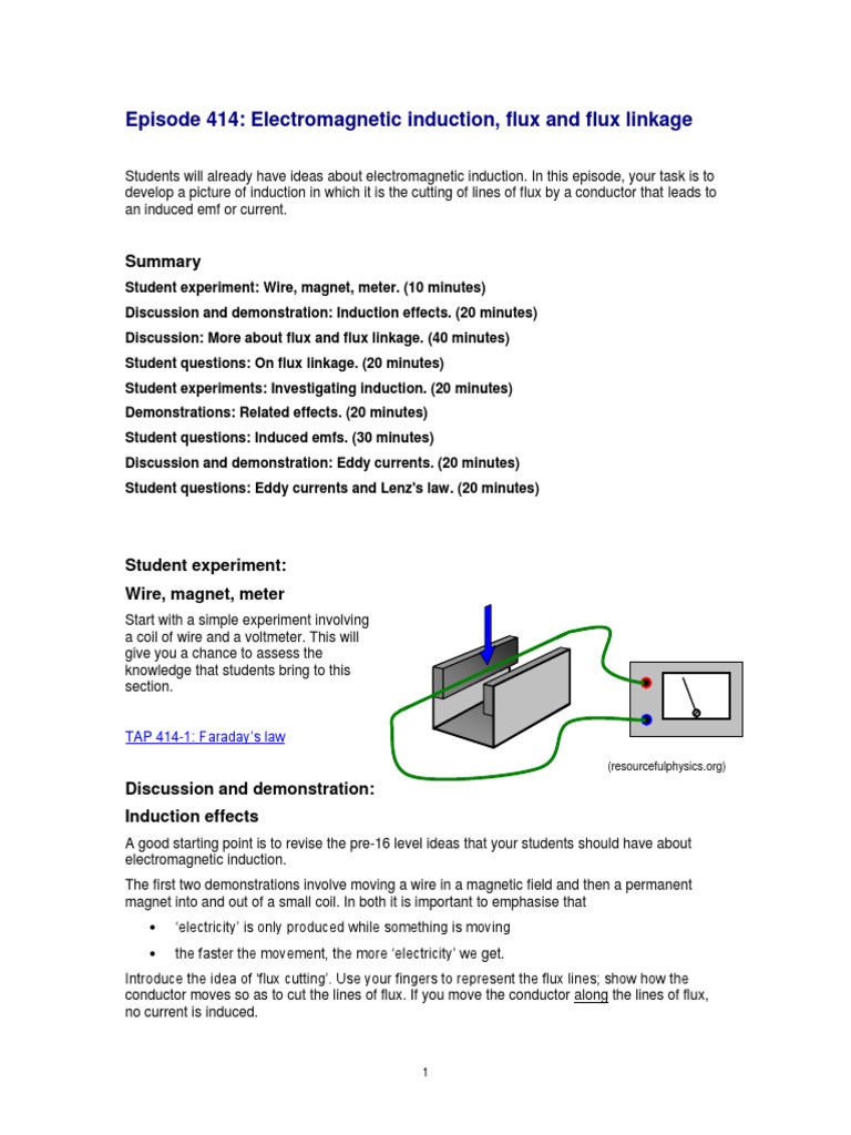 Electromagnetic Induction, Flux and Flux Linkage | PDF ...