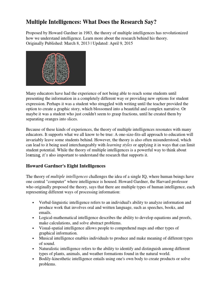 Intelligence testing article picture