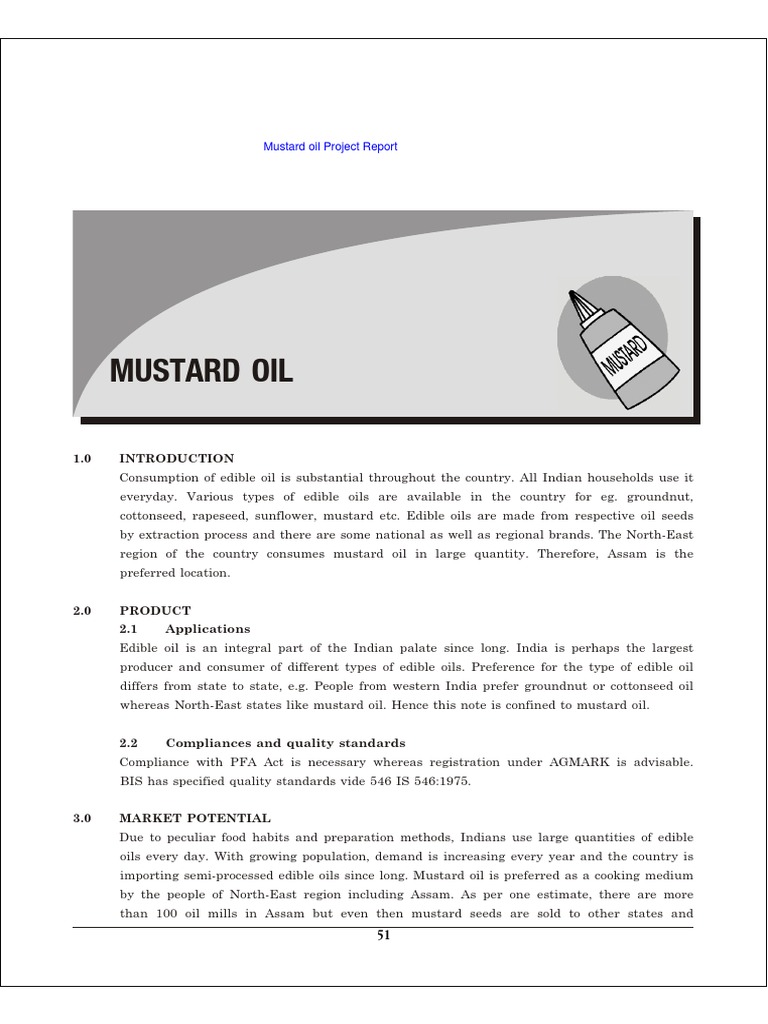 Mustard Oil Project Report Download Free PDF Expense Petroleum