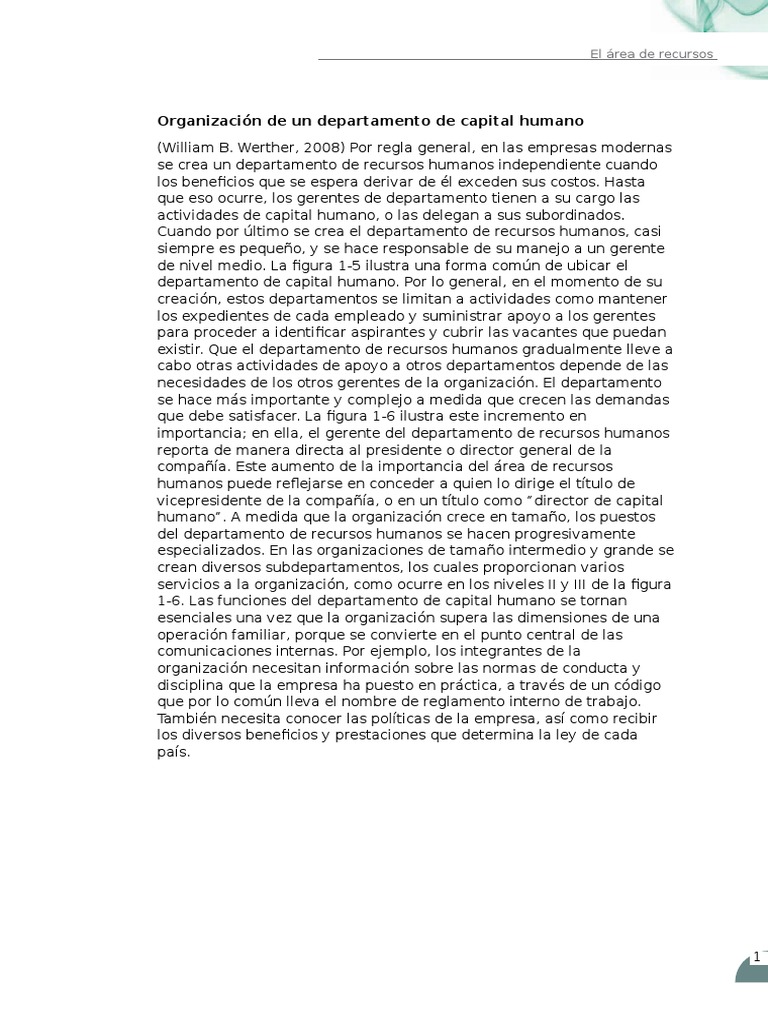 Organización de Un Departamento de Capital Humano | PDF | Recursos