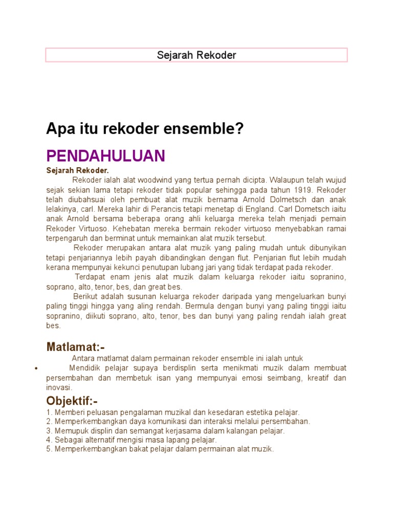 Sejarah Rekoder Dan Cerita Arnab | PDF
