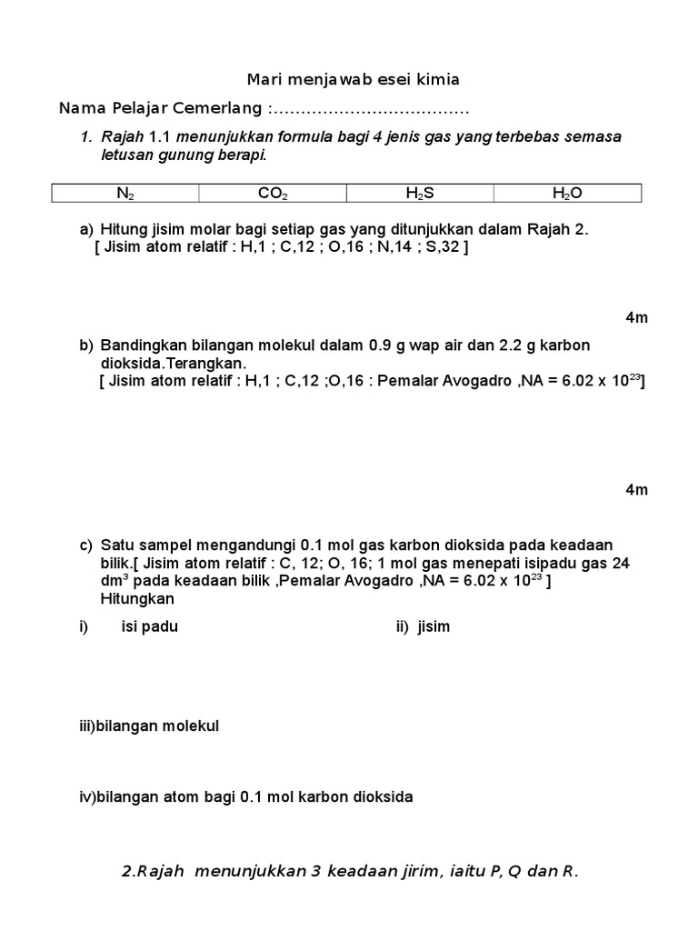 Mari Menjawab Esei Kimia F4 1 5 Pdf