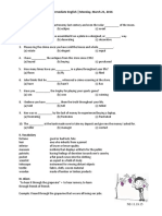 Intermediate English - Monday, March 21, 2016: I. Quiz