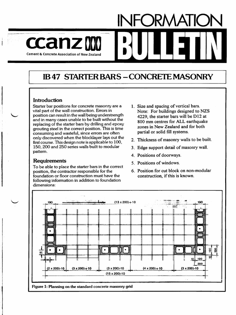 IB47 Masonry Starter Bars Masonry Concrete