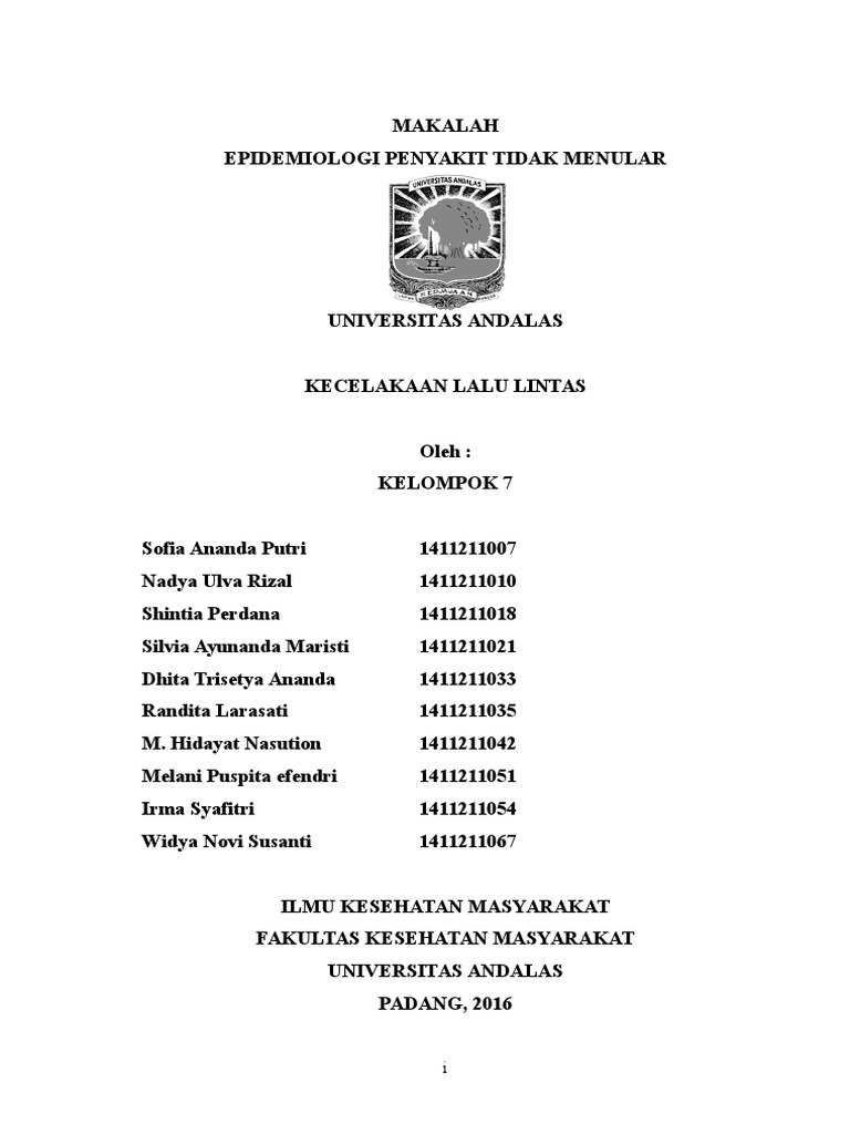 Makalah Eptm Kecelakaan Lalu Lintas