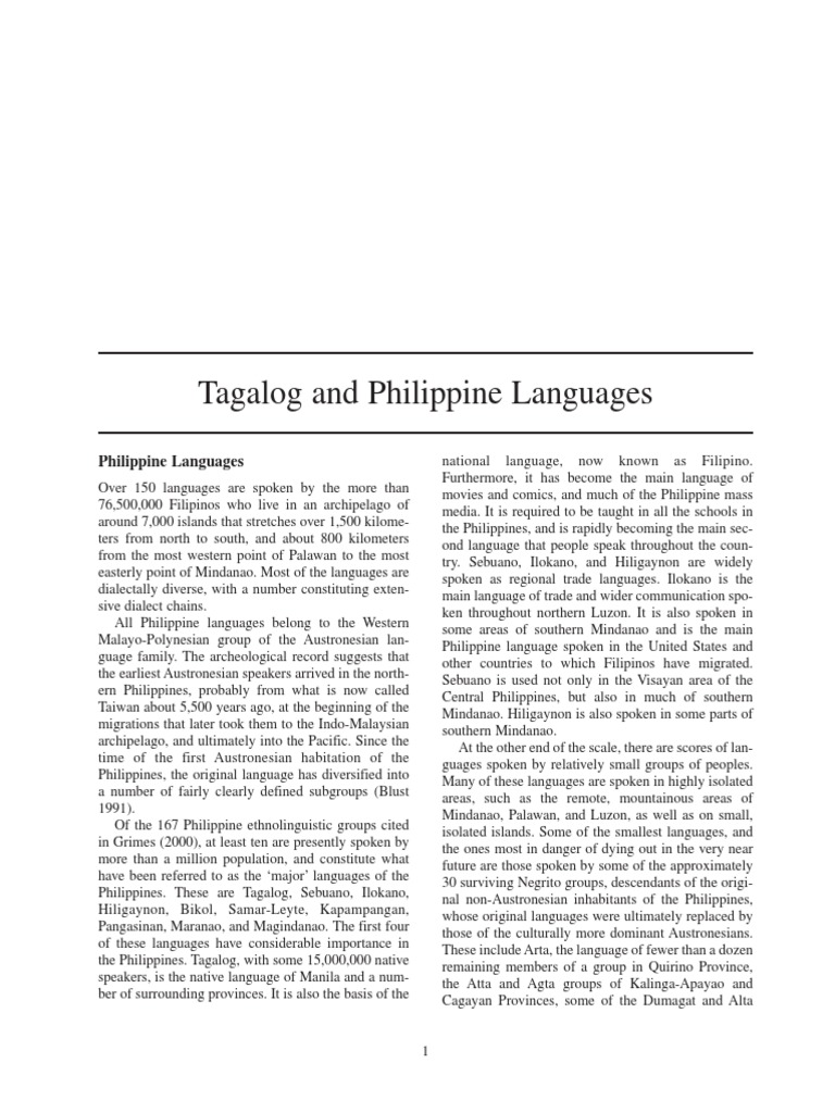 A59. 2005. Tagalog and Philippine Languages PDF Tagalog Language