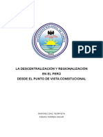 La Descentralización Y Regionalización en El Perú Desde El Punto de Vista Consitucional