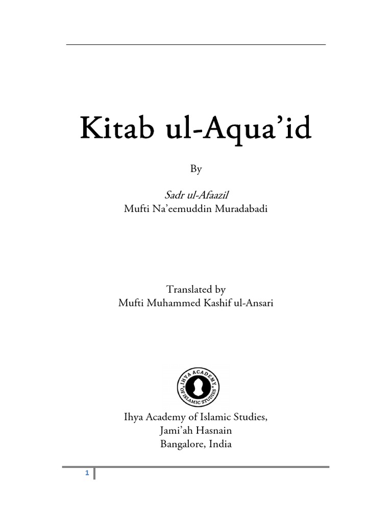 Kitab UlAquaid (1) Prophets And Messengers In Islam